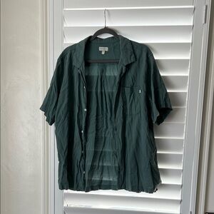 Urban Outfitters Dark Green Short Sleeve Button-Down Shirt